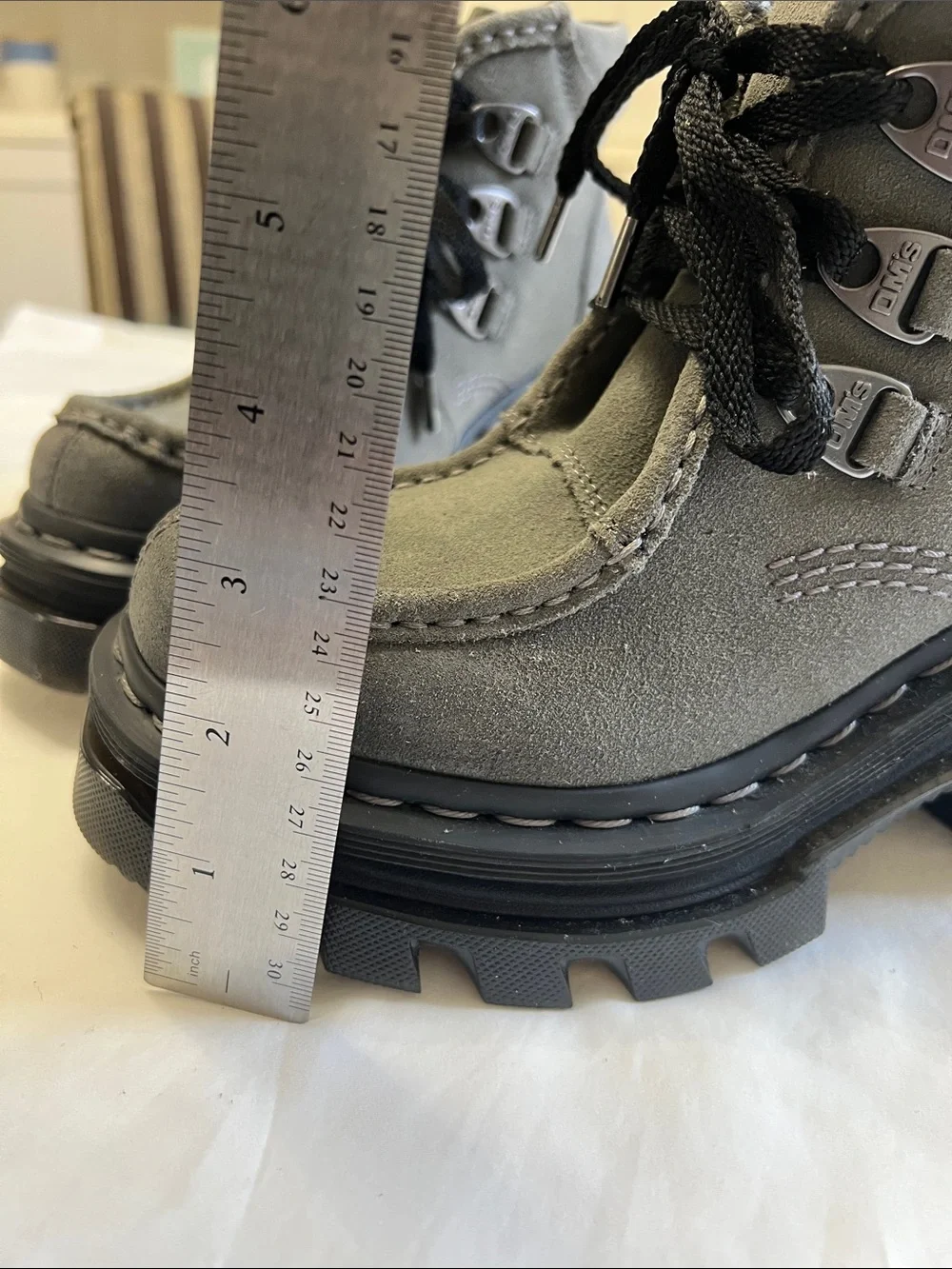 NEW Dr Martens Corran 3 Eye Waxy Suede Heeled Boots Gunmetal Grey US 5 EU 36